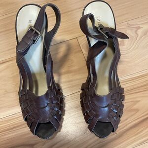 Women high hill leather sandals